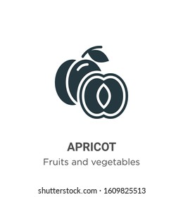 Apricot glyph icon vector on white background. Flat vector apricot icon symbol sign from modern fruits and vegetables collection for mobile concept and web apps design.