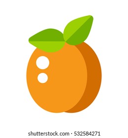 Apricot icon in flat style. Fruit vector editable image, style isolated on white background illustration