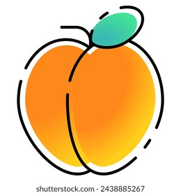 Icono de albaricoque con estilo de línea relleno degradado. Adecuado para el diseño de sitios web, logotipo, aplicación e interfaz de usuario.