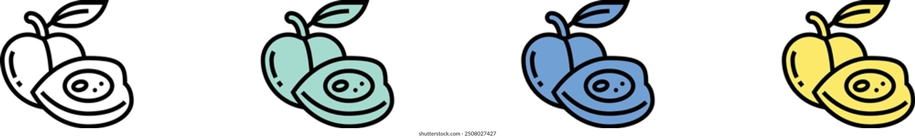 apricot icon. Outline, Green, Blue and Yellow Style Design Isolated On White Background