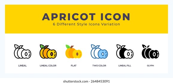 Apricot icon set. vector illustration.