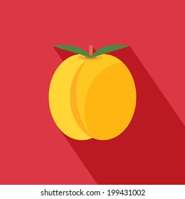 Apricot icon with shadow in flat design