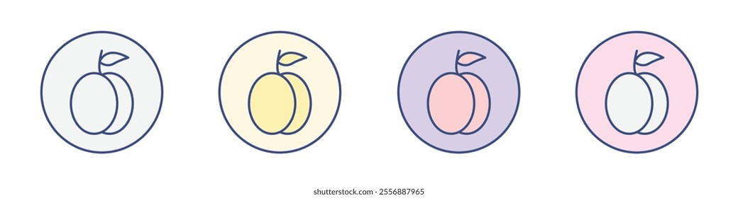 Apricot icon Thin line flat illustration