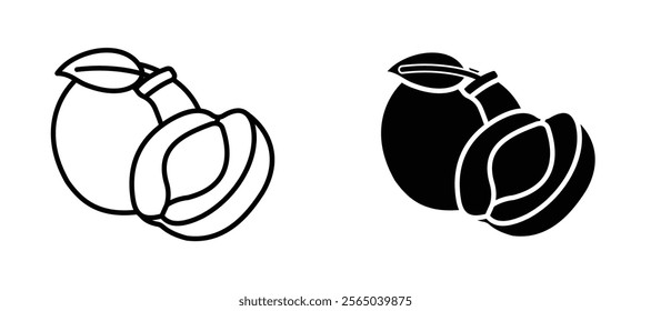 Apricot icons in outline and fill. vector illustration for ui.