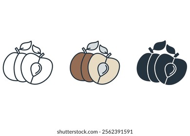 Apricot icons symbol vector elements for infographic web