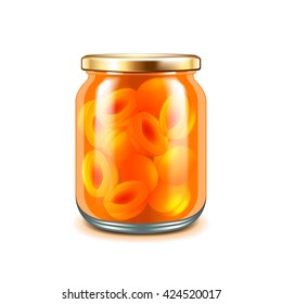 Apricot jam isolated on white photo-realistic vector illustration