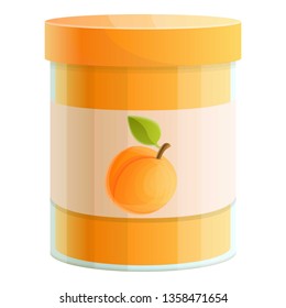 Apricot jam jar icon. Cartoon of apricot jam jar vector icon for web design isolated on white background