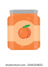 apricot jam in a jar on an isolated background in flat style,peach jam in a jar on an isolated background in flat style,apricot or peach jam,vector illustration