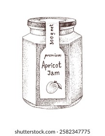 Apricot jam in a jar vector