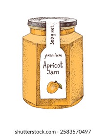 Apricot jam in a jar vector