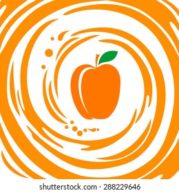 Apricot. juice splash. Vector Illustration