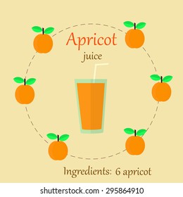 Apricot juice vector in flat design for your banner, menu, recipe book or another design.