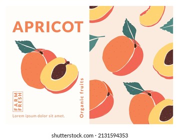 Apricot Label packaging design templates, Hand drawn style vector illustration.
