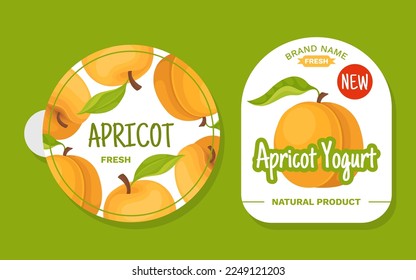 Apricot Labels Design with Ripe Fruit Vector Template