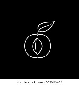 Apricot Line Icon On Black Background