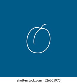 Apricot Line Icon On Blue Background