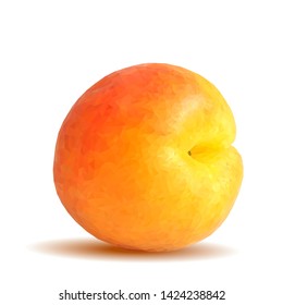 Apricot low poly. Fresh, nutritious, tasty apricot. Delicious and healthy dessert. Elements for label design. Vector illustration. Fruits ingredients in triangulation technique.