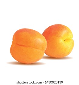 Apricot low poly. Fresh, nutritious, tasty apricot. Delicious and healthy dessert. Elements for label design. Vector illustration. Fruits ingredients in triangulation technique.