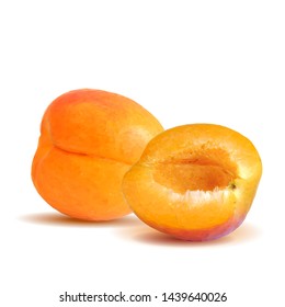 Apricot low poly. Fresh, nutritious, tasty apricot. Delicious and healthy dessert. Elements for label design. Vector illustration. Fruits ingredients in triangulation technique.