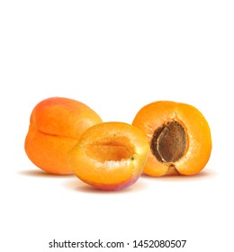 Apricot low poly. Fresh, nutritious, tasty apricot. Delicious and healthy dessert. Elements for label design. Vector illustration. Fruits ingredients in triangulation technique.