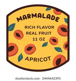Diseño de empaque de mermelada de albaricoque, formato de Vector, aislado en amarillo.