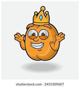 Apricot Mascot Character Cartoon With Dont Know Smile expression. Vector Illustrations