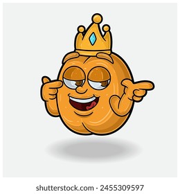 Apricot Mascot Character Cartoon With Smug expression. Vector Illustrations