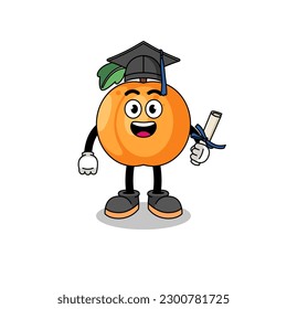 apricot mascot with graduation pose , character design