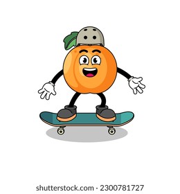 apricot mascot playing a skateboard , character design