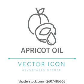 Apricot Oil Food Line Icon, Soy Cooking Oil Types Packaging Label, Food Ingredients Logo