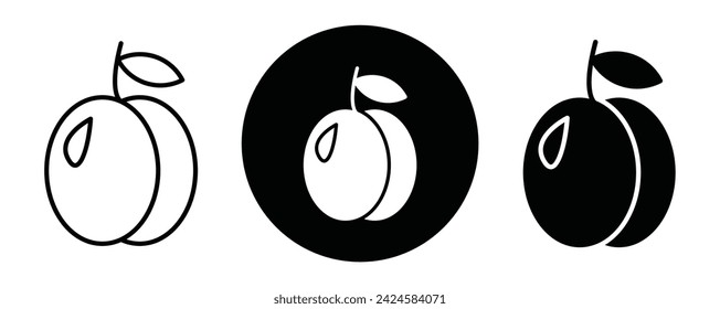 Apricot outline icon collection or set. Apricot Thin vector line art