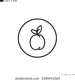 Apricot outline style. Abstract fruit sign