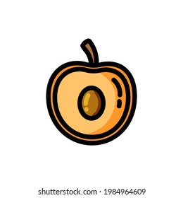Icono de perfil de Apricot. Logo de vectores aislados en fondo blanco. Símbolo vegetariano de comida, glifo mediático para web