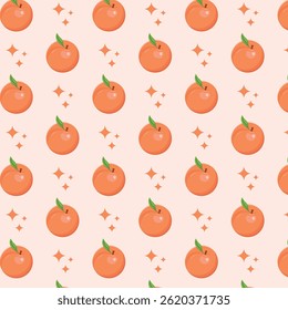 Apricot peach fruit seamless pattern vector illustration. 