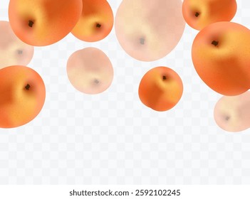 Apricot or peach on transparent background. Flying ripe apricot or peach for your creative graphic design. Vector illustration. Eps 10