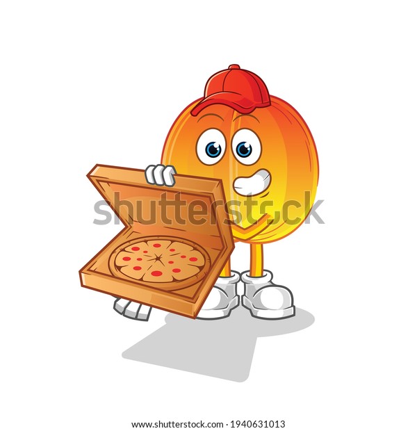 Apricot Pizza Delivery Boy Vector Cartoon Stock Vector (Royalty Free