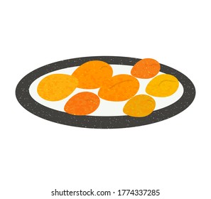 apricot in the plate simple stock vector illustration