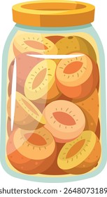 Apricot preservation in jar vector illustration
