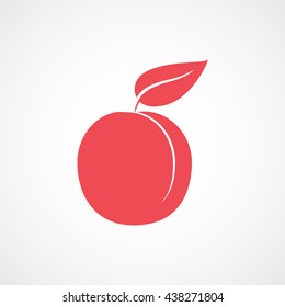 Apricot Red Flat Icon On White Background