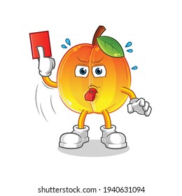 apricot referee with red card illustration. character vector