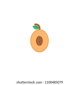Apricot. Ripe juicy fruit with nut and leaf.