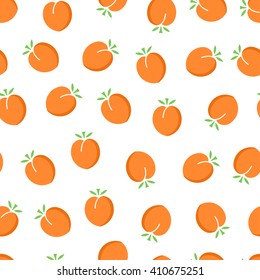 Apricot seamless pattern. Ripe apricot on white background. Fruit collection. Vector background EPS 8.