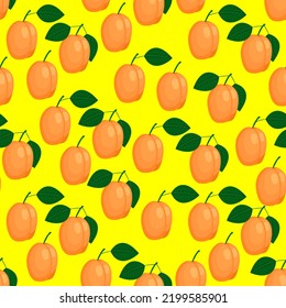 Apricot, seamless pattern, vector illustration