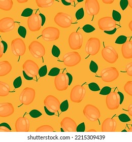 apricot, seamless pattern, vector illustration