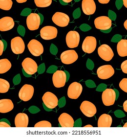 apricot, seamless pattern, vector illustration