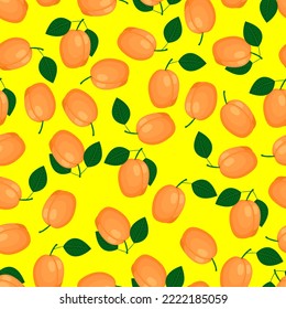 apricot, seamless pattern, vector illustration