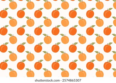 Apricot seamless pattern. Vector illustration of apricot fruits.