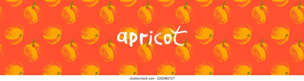 Apricot Seamless Pattern. Vector Nectarine Wallpaper. Sketch Art Peach Background For Organic Baby Food Label, Yogurt Packaging Design, Vegan Banner, Fruity Ornament. Peach Backdrop For Jam Package.