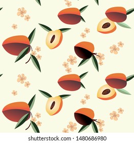 Apricot Seamless Pattern vector summer