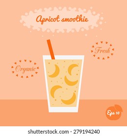 Apricot smoothie. Element of menu for cafe, bar and restaurant. Healthy juice with fruits.